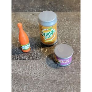 Orange Soda pop peaches food doll accessory set toy figure